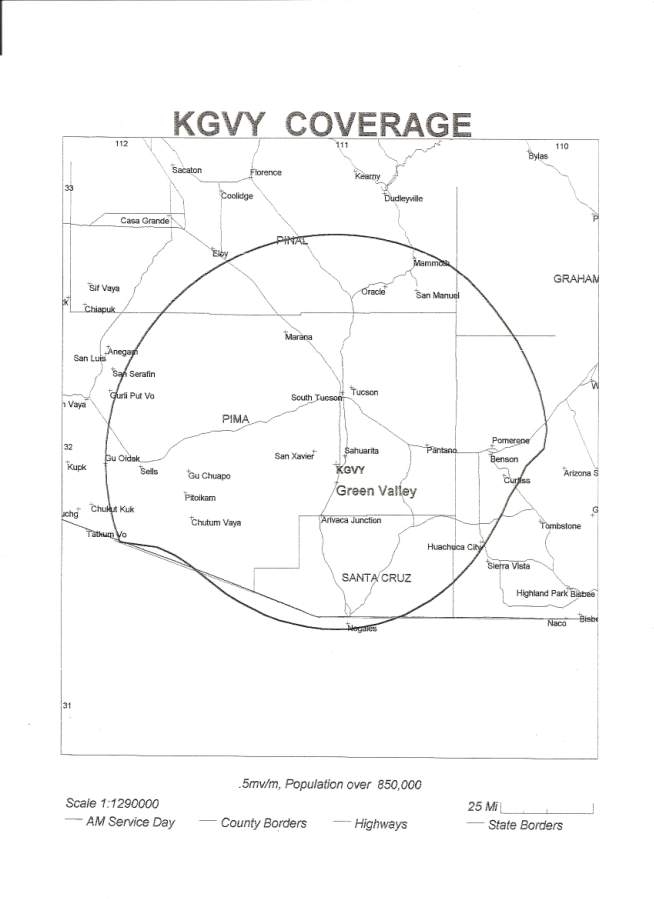 Coverage Map for KGVY AM 1080